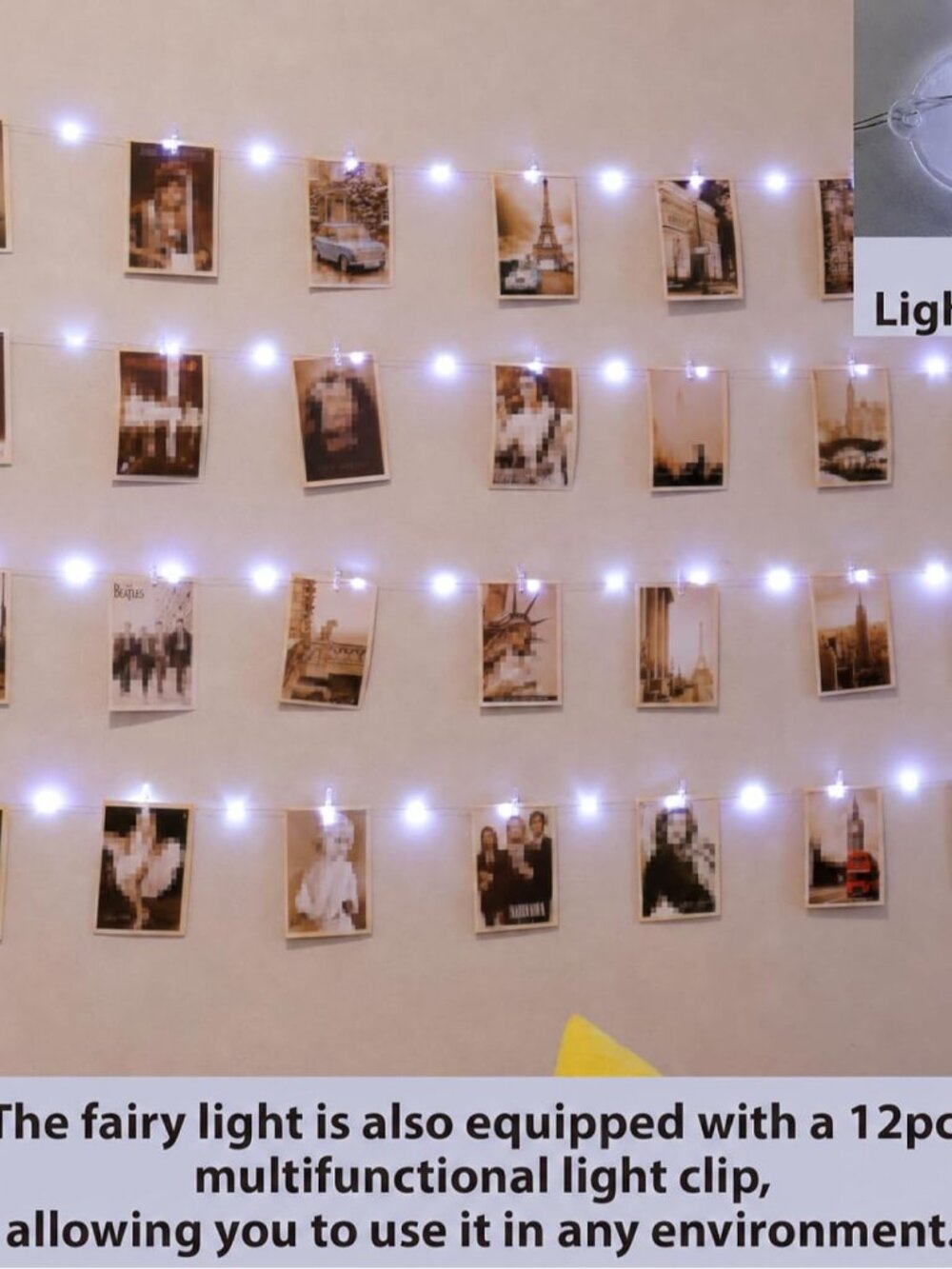 120LEDs Photo Clips String Light, 40Ft USB, Remote, 8 Modes & Timer - Picture 3 of 6